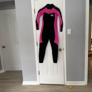 Women's Black and Pink Full-Length One-Piece Wetsuit